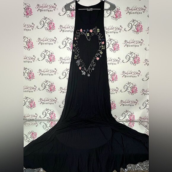 Dresses & Skirts - Los Angeles dress chain link heart charms luxury maxi dress black multicolor